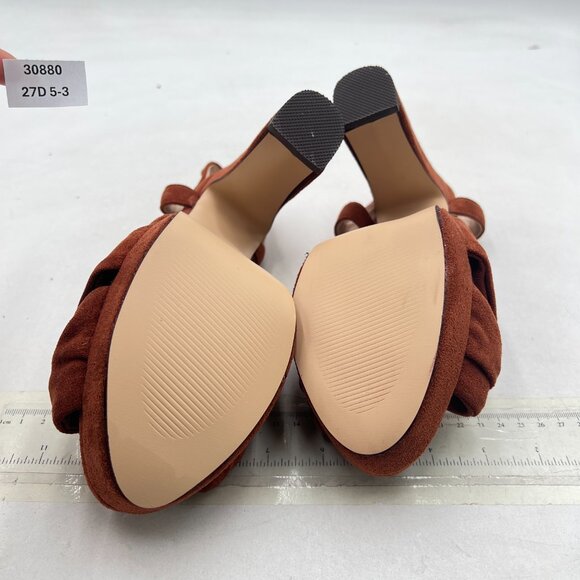 FSJ Brown Platform Chunky High Heel Sandals Peep Toe Ankle Strap Party Shoes - Picture 7 of 8